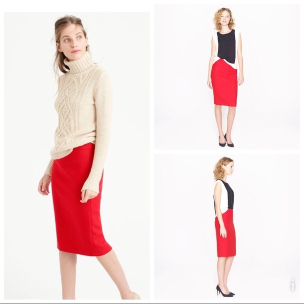 J Crew No. 2 Pencil Skirt, Red Orange, Sz 10